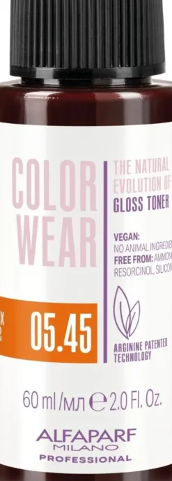 Alfaparf Milano Color Wear Gloss Toner 05.45 Soft Light Copper Mahogany Brown - 60 ml