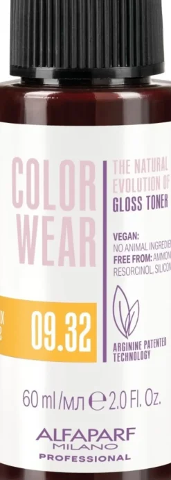 Alfaparf Milano Color Wear Gloss Toner 09.32 Soft Very Light Golden Violet Blonde - 60 ml