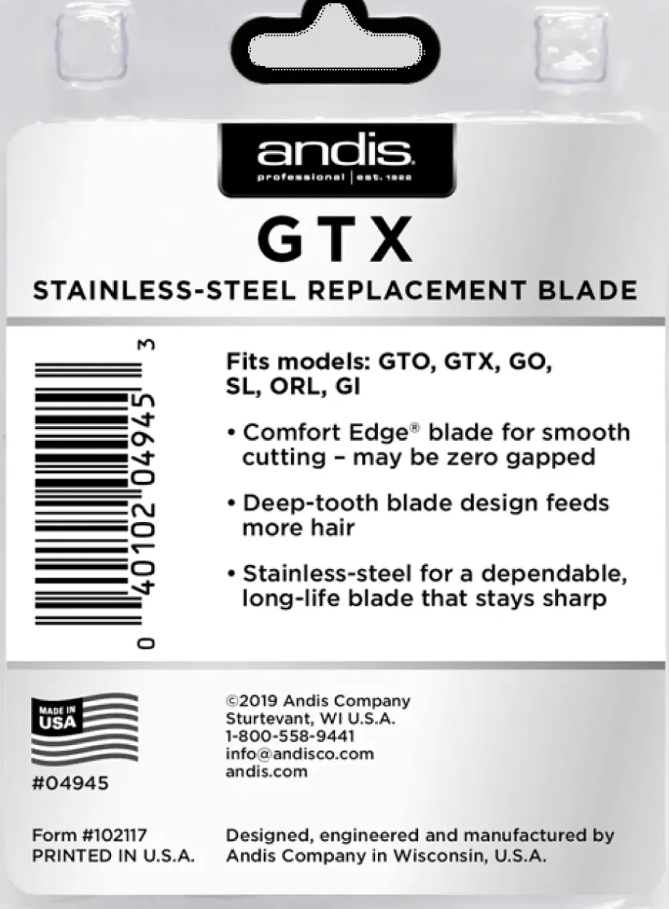 Andis T-OutlinerLi Deep Tooth GTX Blade Stainless Steel (U)