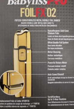 Babyliss PRO FoilFX02 4ARTISTS Shaver Gold