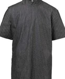 Black Pinstriped Barber Jacket Medium