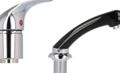 Eurostil Chromed Mixing Tap + Handshower Black