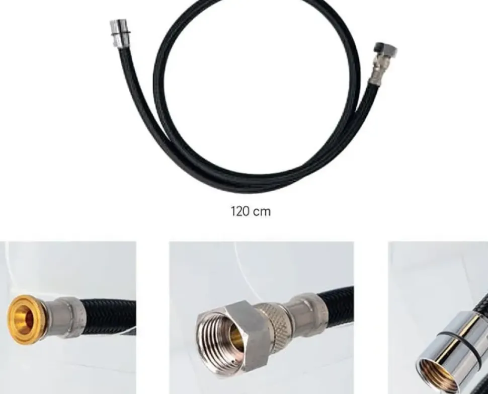 Eurostil Flexible Nylon Shower Tube For Wash Basin 120 cm