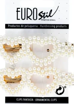 Eurostil - Hair Grips With Pearls Golden Hearts 8 cm - 2 Pcs (U)