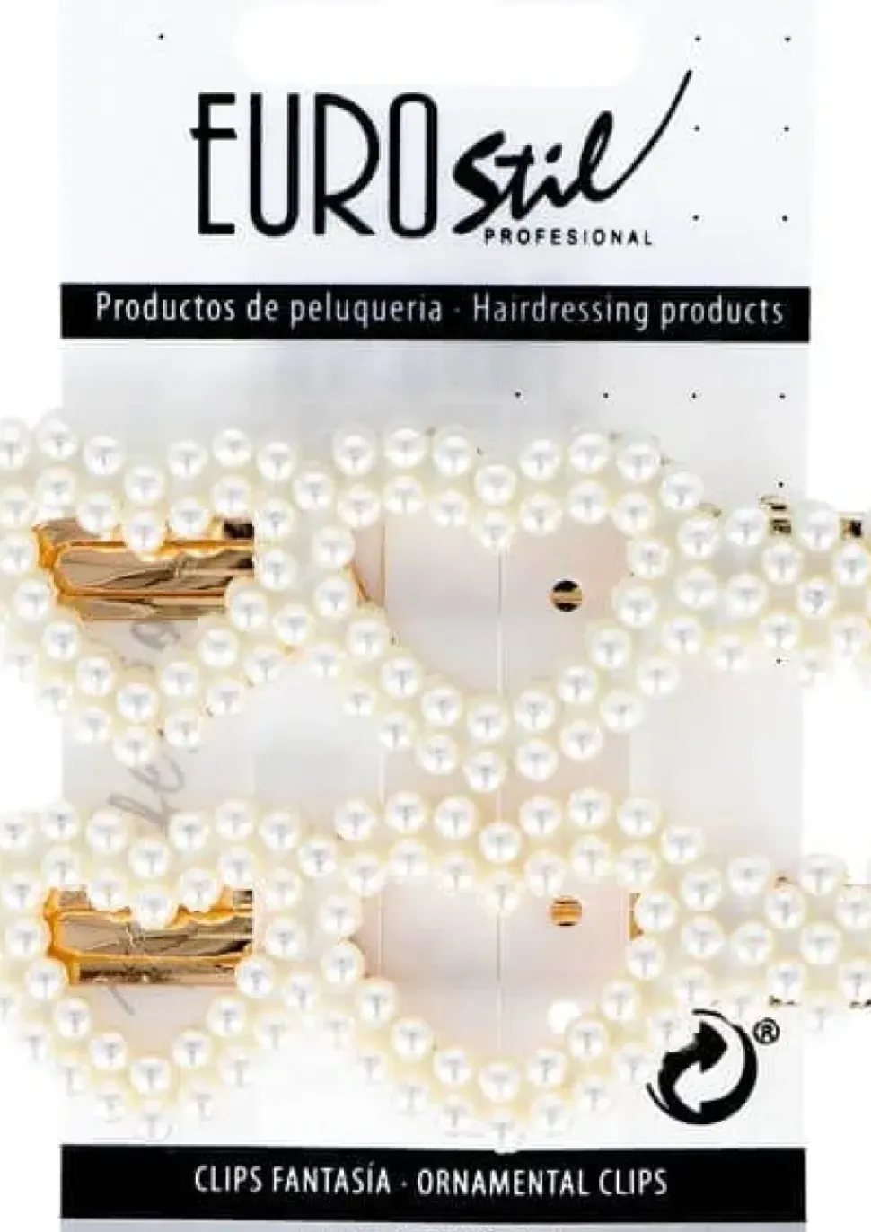 Eurostil - Hair Grips With Pearls Golden Hearts 8 cm - 2 Pcs (U)