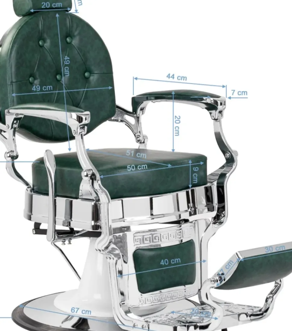 Gabbiano Barber Chair President Green-Chrome