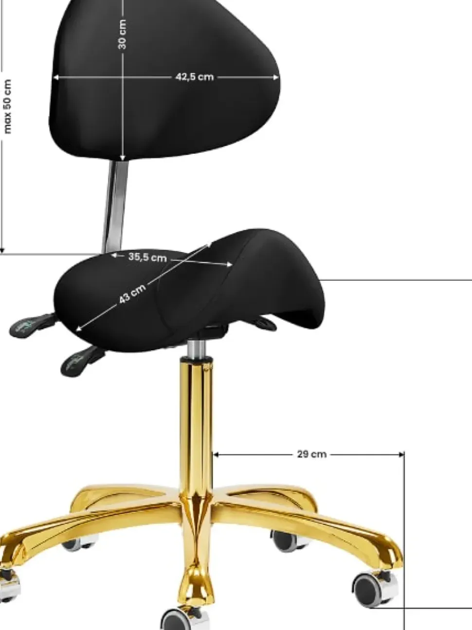 Gabbiano Cosmetic Stool Giovanni Black Gold
