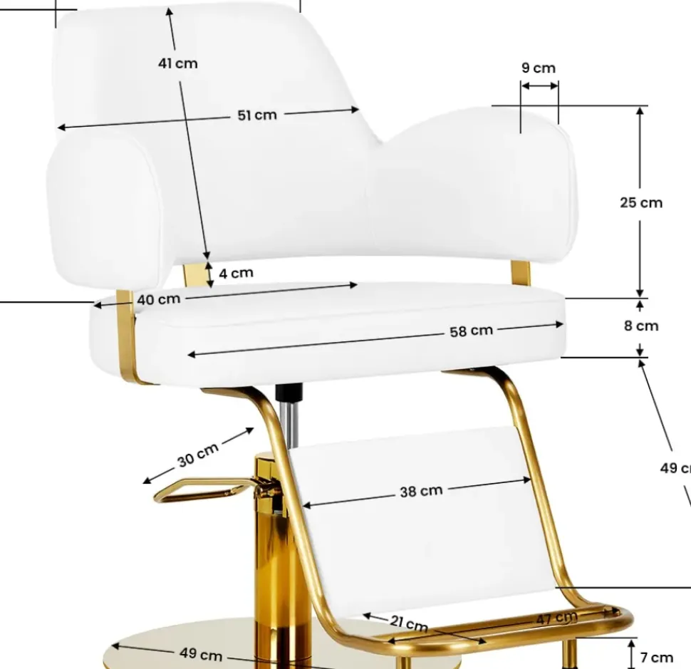 Gabbiano Hairdressing Chair Gabbiano Linz NQ Gold White