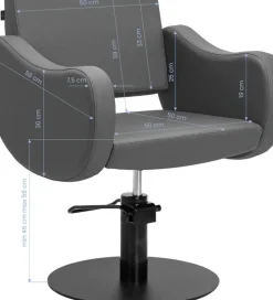 Gabbiano Hairdressing Chair Sewilla Gray Black Base