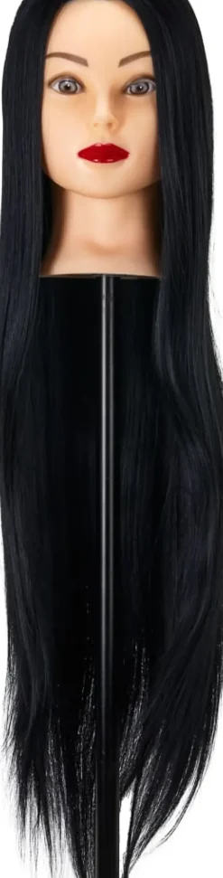 Gabbiano Hairdressing Training Head Synthetic Black Length 55 cm