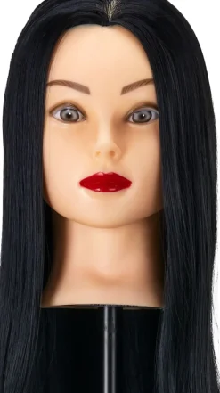 Gabbiano Hairdressing Training Head Synthetic Black Length 55 cm