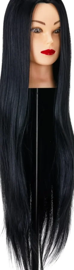 Gabbiano Hairdressing Training Head Synthetic Black Length 55 cm