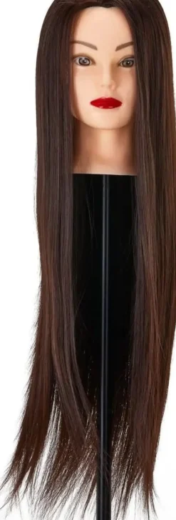 Gabbiano Hairdressing Training Head Synthetic Brown Length 55 cm