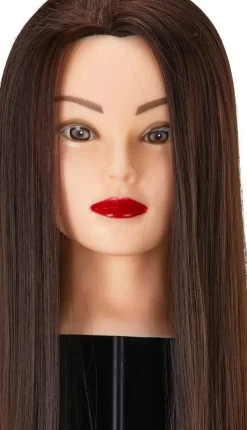 Gabbiano Hairdressing Training Head Synthetic Brown Length 55 cm