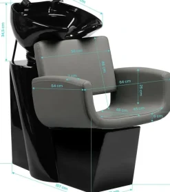 Gabbiano Hairdressing Wash Unit Mataro - Grey