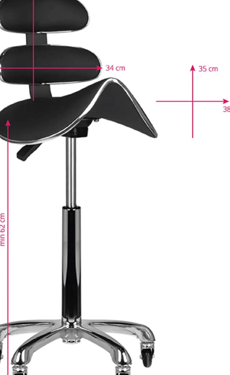 Gabbiano Roll Speed Black High Cosmetic Stool
