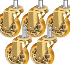 Gabbiano Roll Speed Stool Wheel black Press-On Set Of 5 Pcs Gold