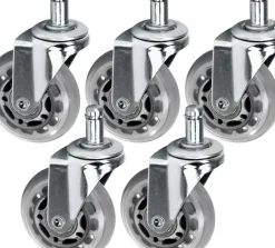 Gabbiano Roll Speed Stool Wheel black Press-On Set Of 5 Pcs Silver