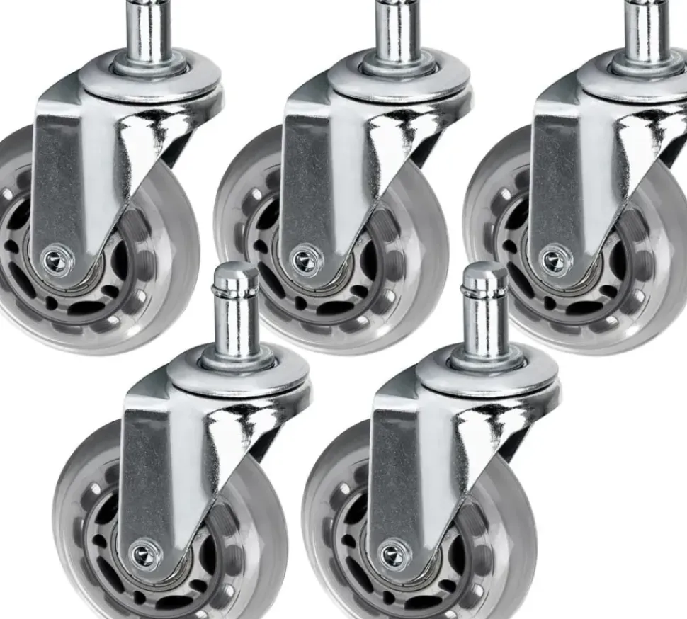 Gabbiano Roll Speed Stool Wheel black Press-On Set Of 5 Pcs Silver