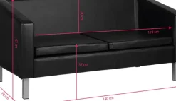 Gabbiano Sofa Waiting Room Bm18003 - Black