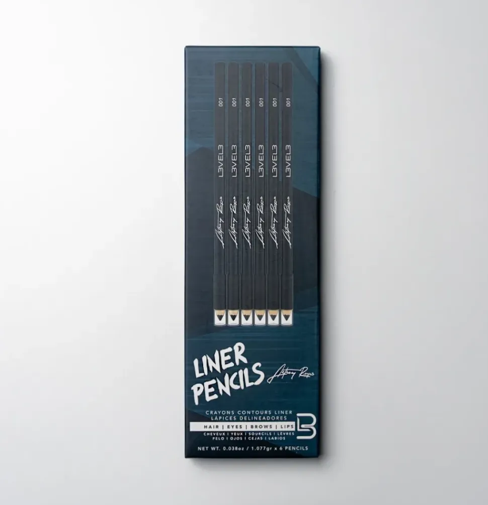 L3VEL3 - Black Color Liner Pencils - 6 pcs