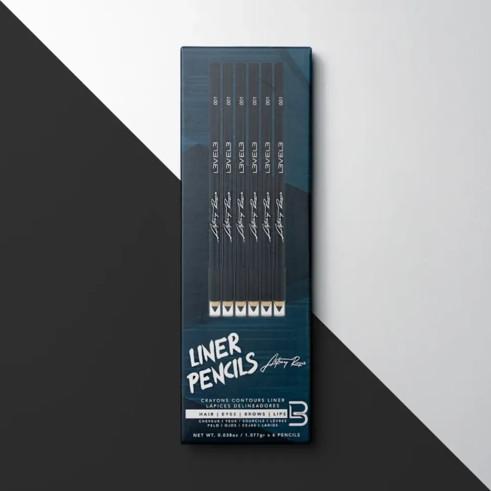 L3VEL3 - Black Color Liner Pencils - 6 pcs