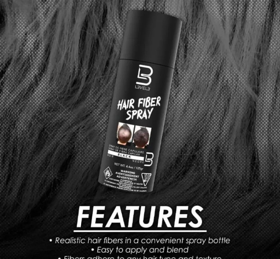 L3VEL3 Black Hair Fiber Spray 125g