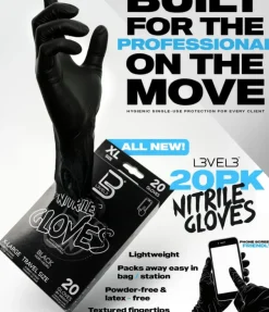 L3VEL3 Black Medium Professional Nitrile Gloves 100 Pack