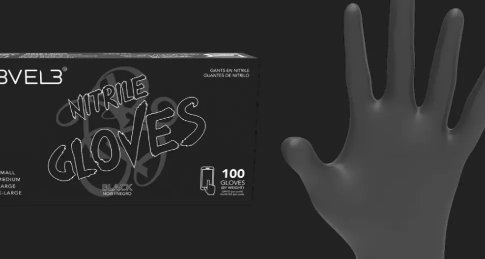 L3VEL3 Black Small Professional Nitrile Gloves 100 Pack