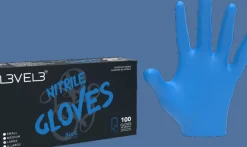 L3VEL3 Blue Large Professional Nitrile Gloves 100 Pack