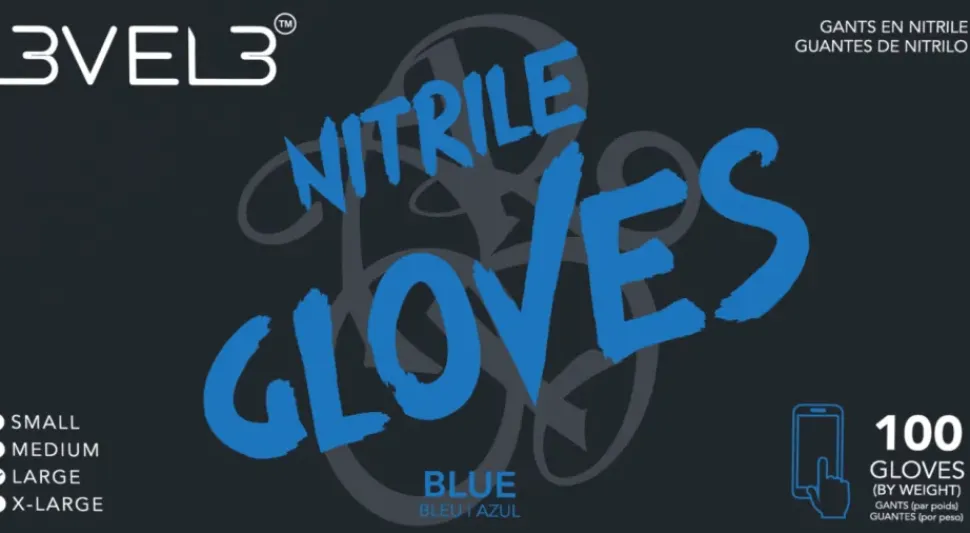 L3VEL3 Blue Medium Professional Nitrile Gloves 100 Pack