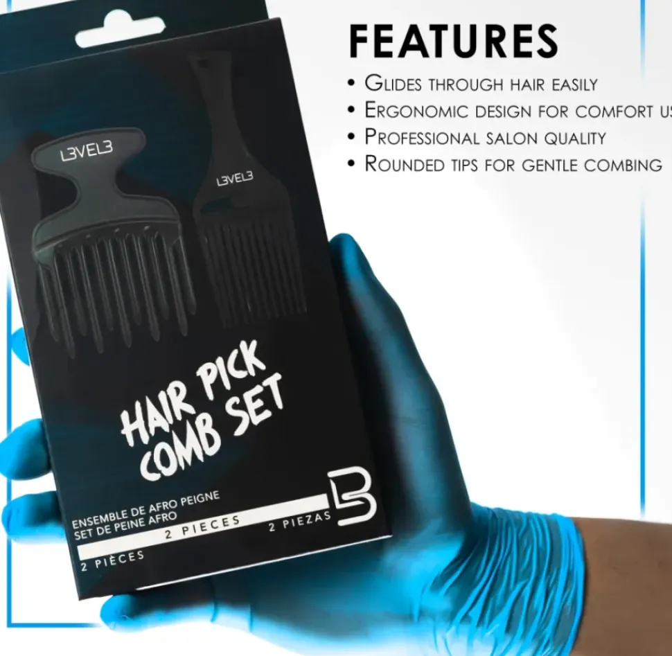 L3VEL3 - Hair Pick Comb Set 2 Pcs