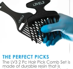 L3VEL3 - Hair Pick Comb Set 2 Pcs