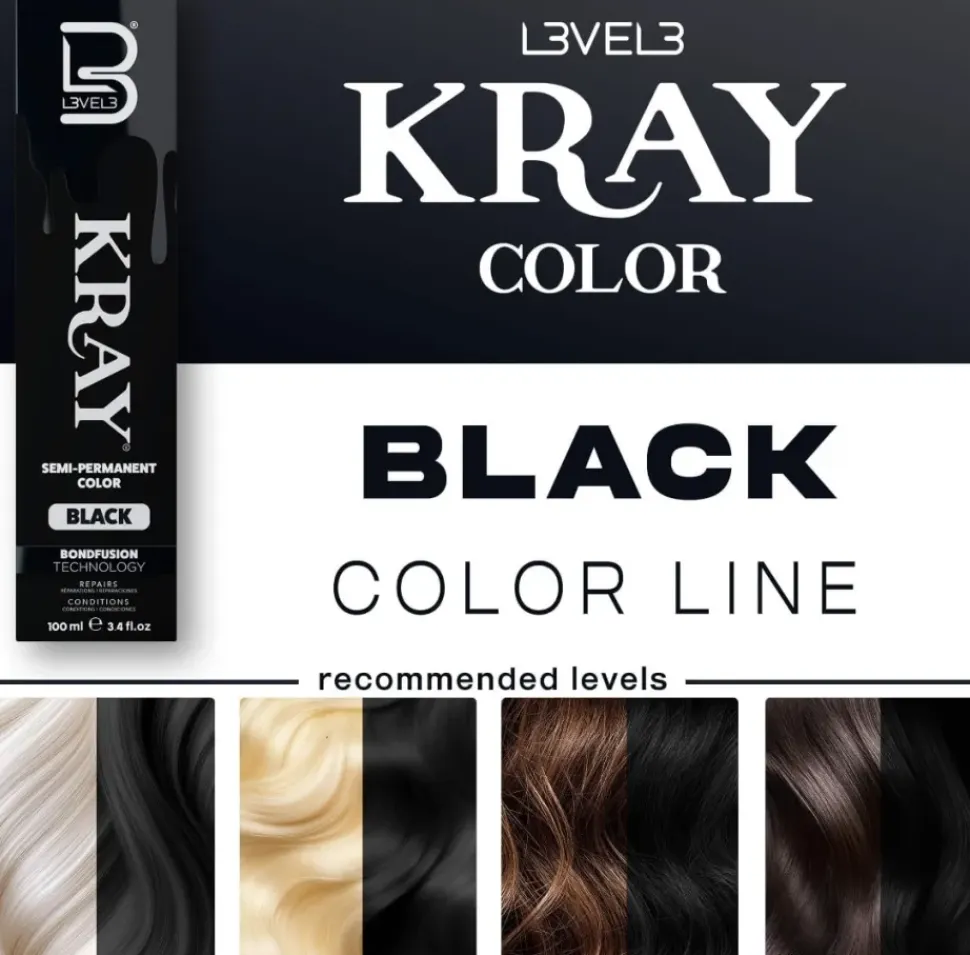 L3VEL3 Kray Black Semi Permanent Color Tube 100 ml