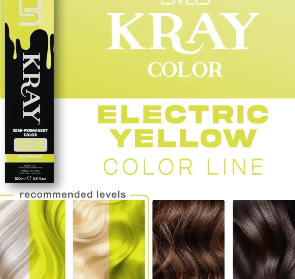 L3VEL3 Kray Electric Yellow Semi Permanent Color Tube 100 ml