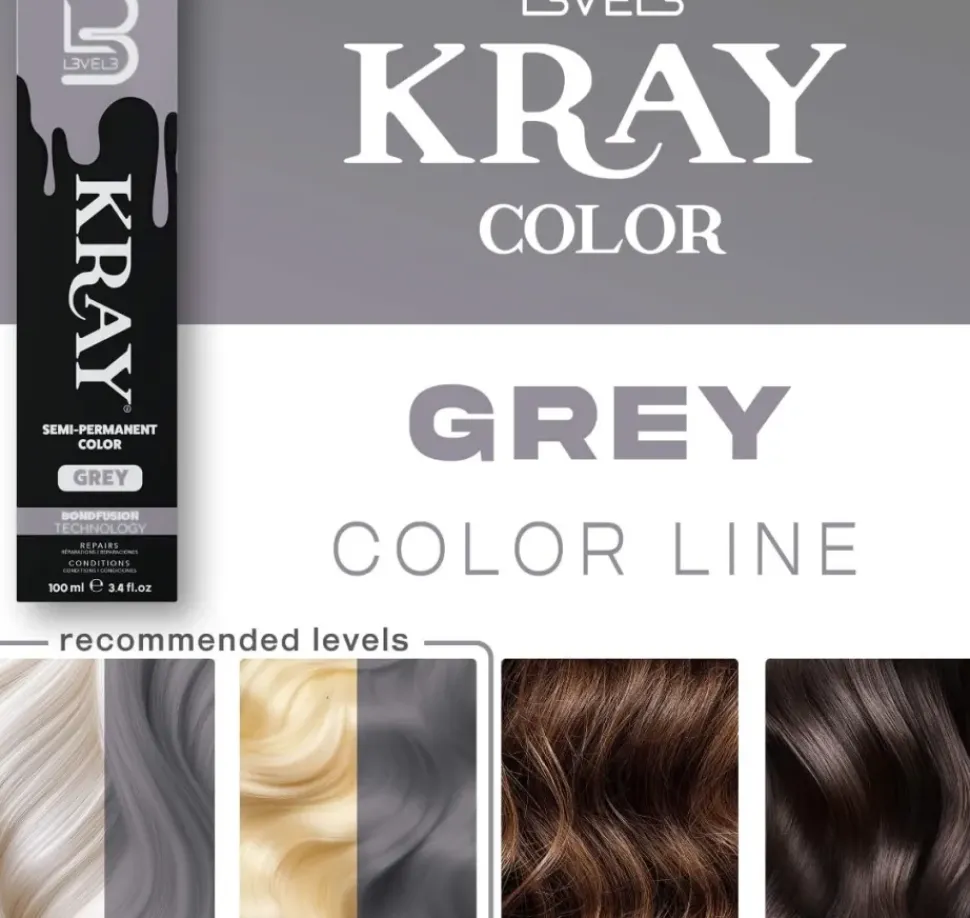 L3VEL3 Kray Grey Semi Permanent Color Tube 100 ml