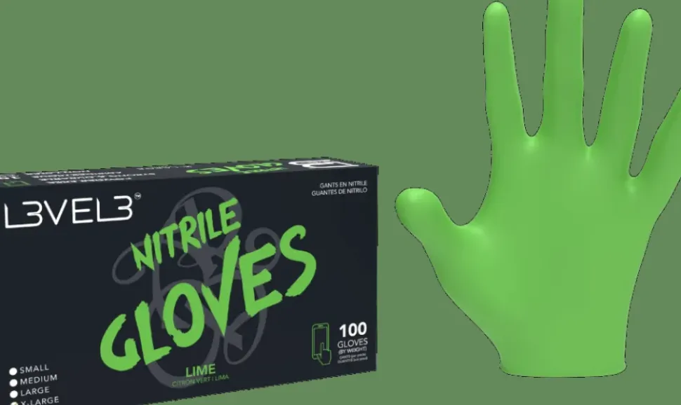 L3VEL3 Lime Small Professional Nitrile Gloves 100 Pack