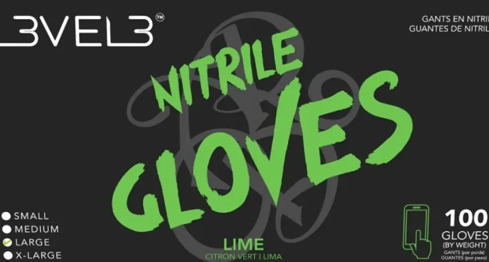 L3VEL3 Lime Small Professional Nitrile Gloves 100 Pack