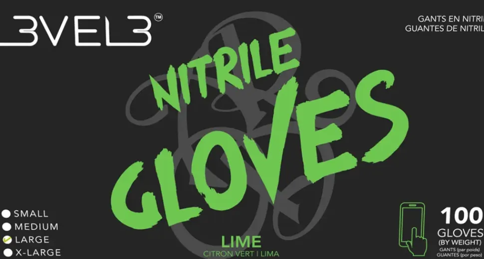 L3VEL3 Lime X-Large Professional Nitrile Gloves 100 Pack