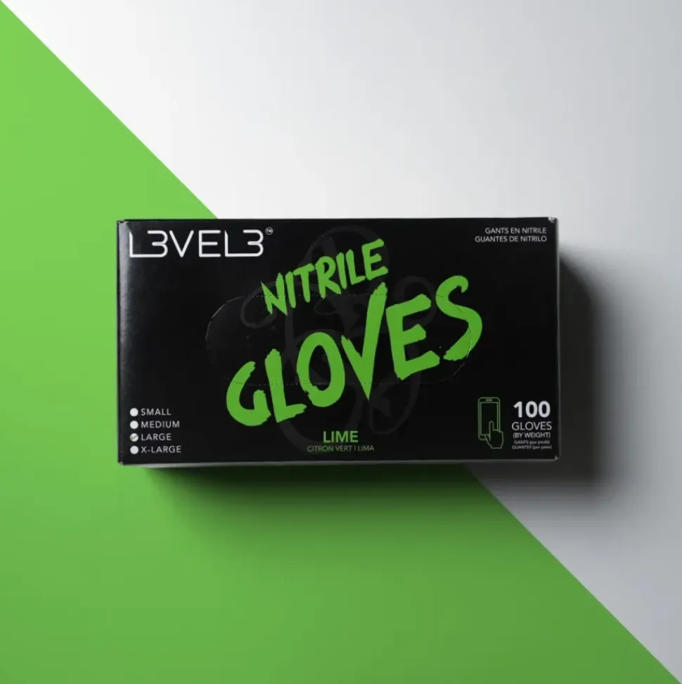 L3VEL3 Lime X-Large Professional Nitrile Gloves 100 Pack