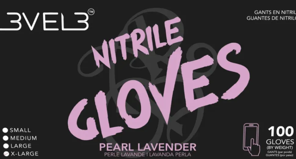 L3VEL3 Pearl Lavender Medium Professional Nitrile Gloves 100 Pack