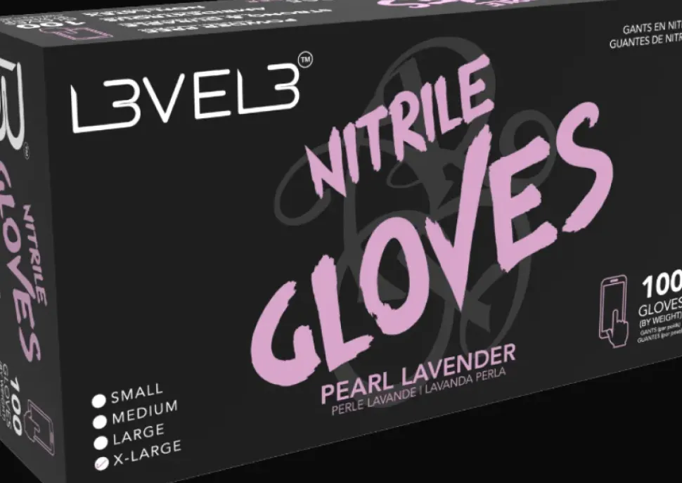 L3VEL3 Pearl Lavender Medium Professional Nitrile Gloves 100 Pack