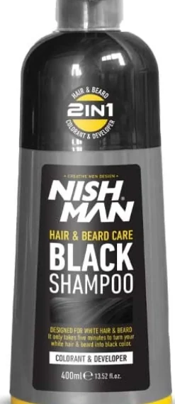 Nishman Hair & Beard Care Black Shampoo - 400 ml