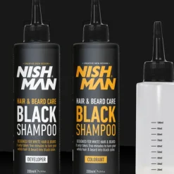 Nishman Hair & Beard Coloring Black Shampoo Set 400 ml