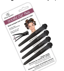 Olivia Garden 2-in-1 Sectioning Double Clip Black - 4 Pcs