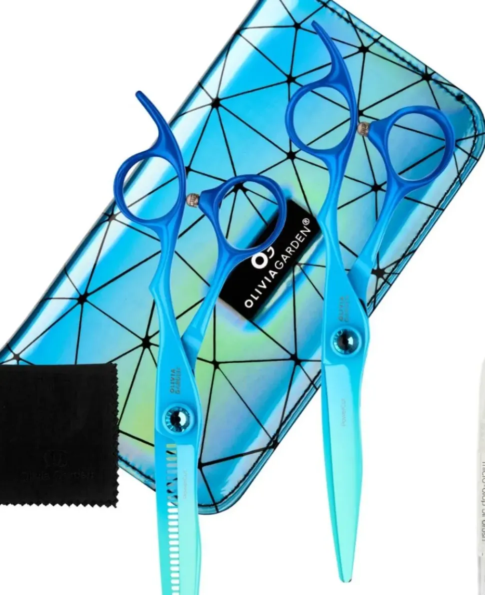 Olivia Garden PowerCut Rainbow Blue Set 6.25" Cutting and 6.0" Thinning scissor