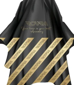 Rovra Barber Cape With Logo - Black & Gold