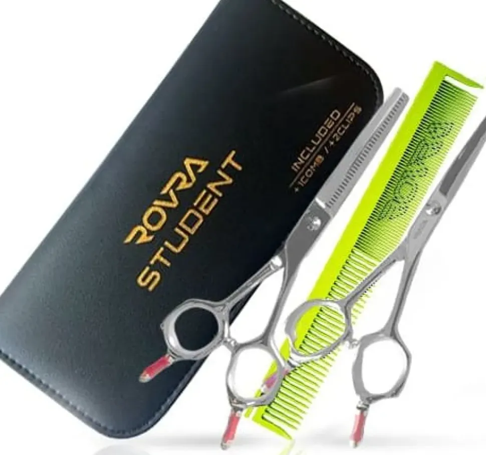 Rovra Set Scissors Student 5.5" + Hair Comb And Clips