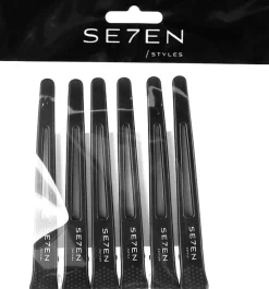 Se7en Styles Black Hair Clips 6 Pcs