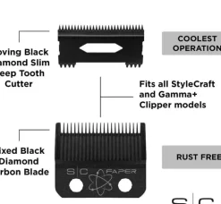 StyleCraft Black Diamond Faper Slim Deep Tooth Fade Blade with Slim Deep Tooth Cutter